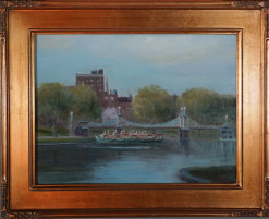 Swan Boats at Boston Public Garden, Boston , oil painting