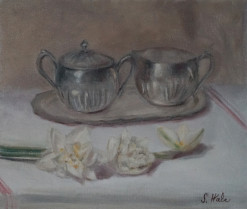 oil painting, white daffodils, daffodils