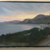 oil painting of positano coast, sunset at positano, amalfi coast, positano sunset, positano coast, positano ocean painting